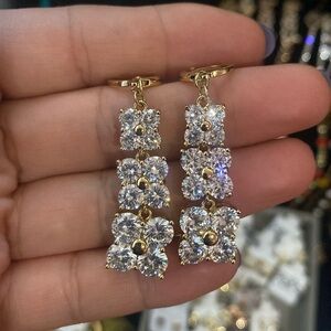 14K Gold Plated Zircon Dangle Earrings